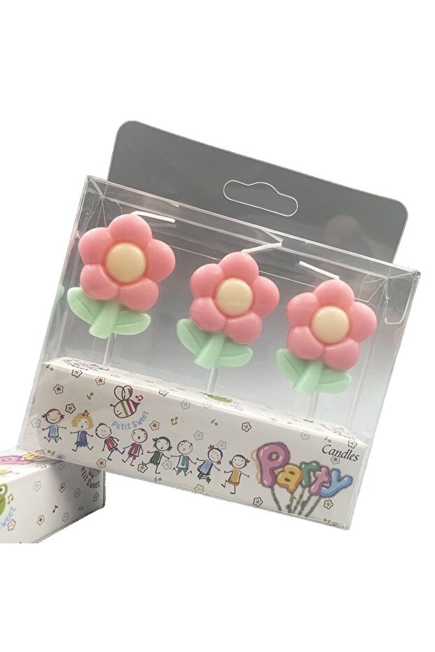 Flower Theme Cake Candles Set 3 pcs Model 2 - 1