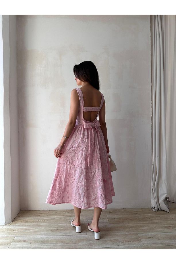 RUBEL Midi Elbise 2383 - Pembe - 3