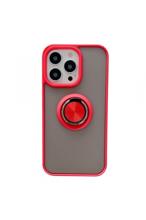 Protective case compatible with Apple iPhone 13 Pro, Defender with ring grip, Red
