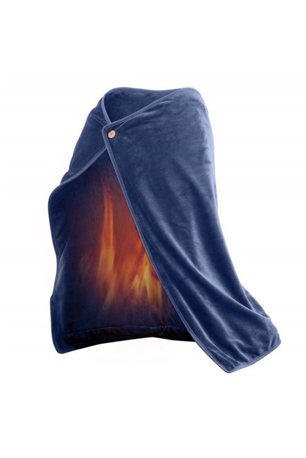 Blanket - Blue shawl with USB charging heating source
