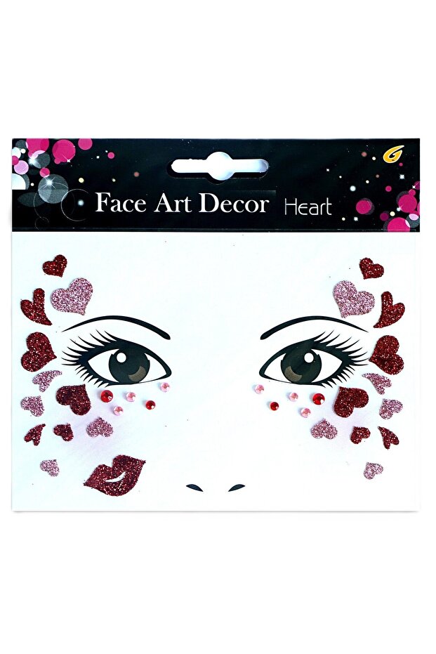 Temporary Face Sticker for Makeup – Heart Pattern, Multicolor - 1