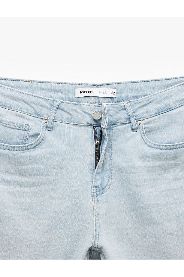 Kot Şort Slim Fit Cep Detaylı Pamuklu - 8