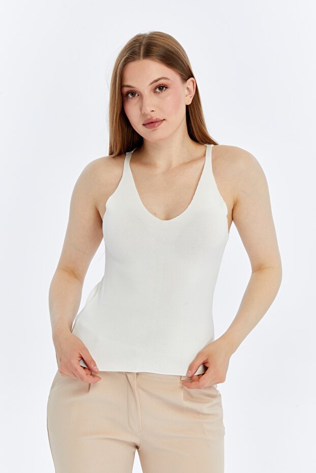 Women's V Thin Strap Knitwear Blouse