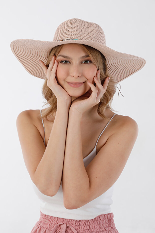 قبعة من القش مطرز - 4