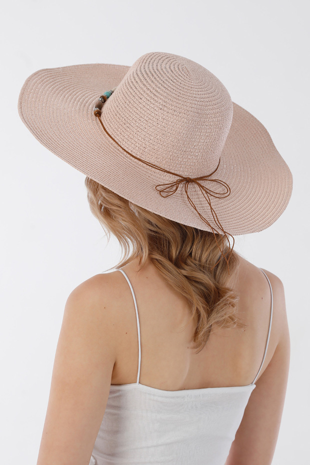 قبعة من القش مطرز - 5