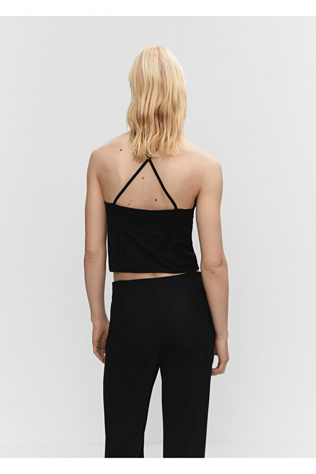 Halter yaka triko bluz - 2