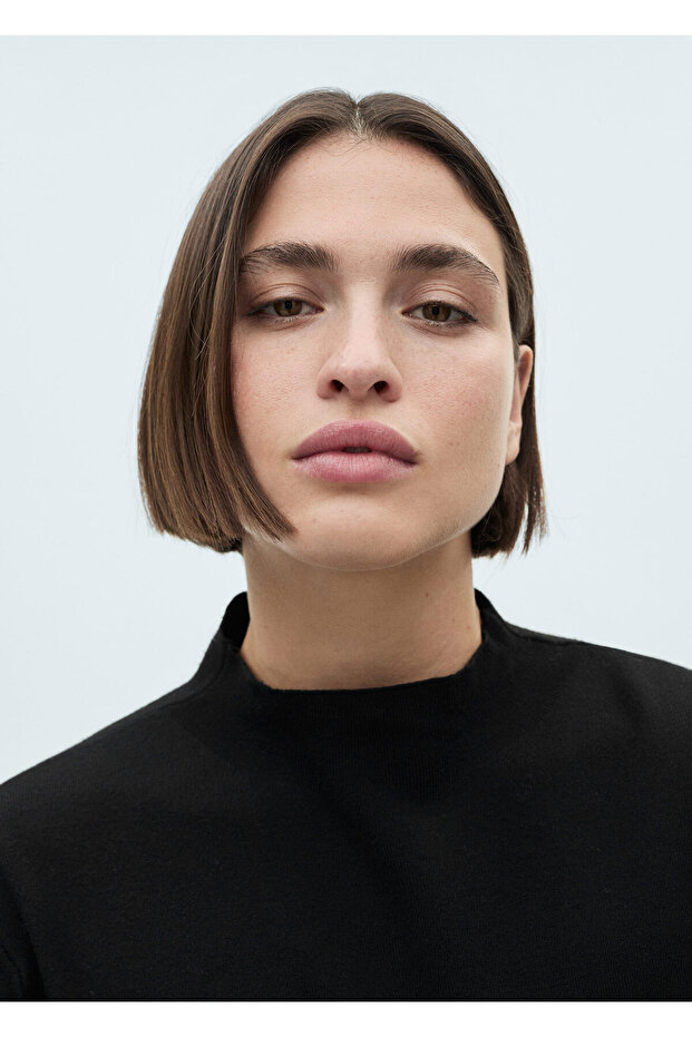 Schwarzer Frauenpullover 77085636 - 8