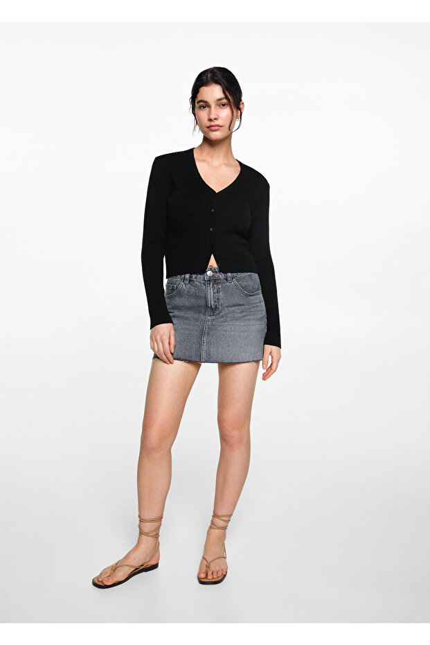 Schwarze Mädchen Strickjacke 77092932 - 1