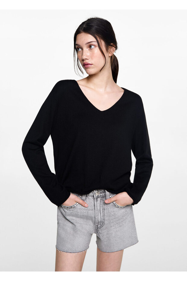 Schwarzer Mädchenpullover 77012936 - 8