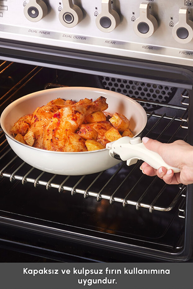 x Refika Swiss Crystal Almond Cream Easy Clip 7 Parça İndüksiyon Tabanlı Tencere / Tava Seti - 8