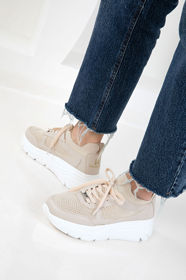 Bej Kadın Sneaker 20628 - 3