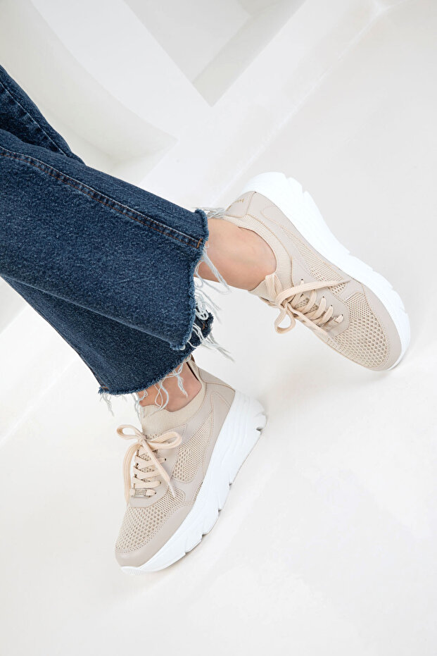 Bej Kadın Sneaker 20628 - 5