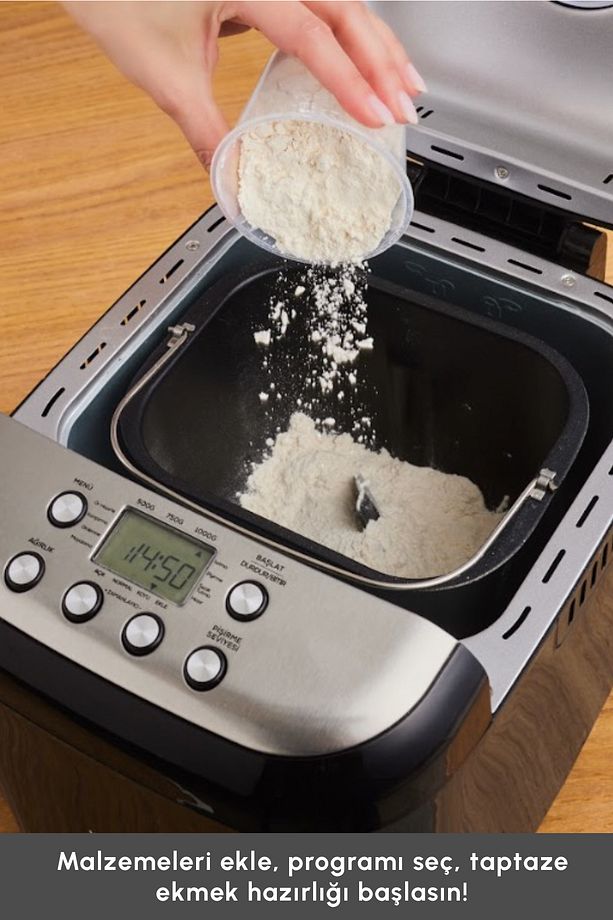 Bake Compact 19 in 1 Çok Fonksiyonlu Reçel, Yoğurt, Hamur Yoğurma ve Ekmek Yapma Makinesi Siyah - 8