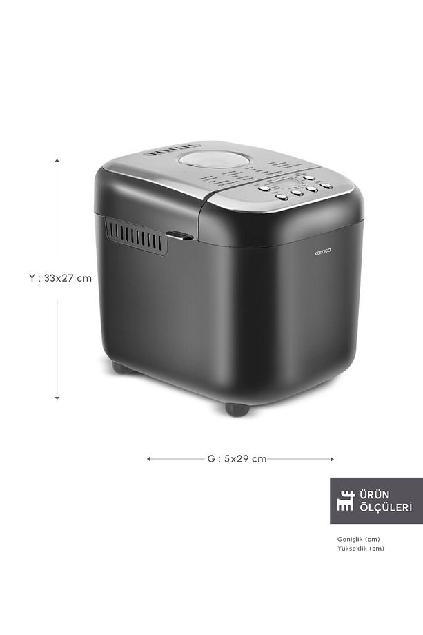 Bake Compact 19 in 1 Çok Fonksiyonlu Reçel, Yoğurt, Hamur Yoğurma ve Ekmek Yapma Makinesi Siyah - 2