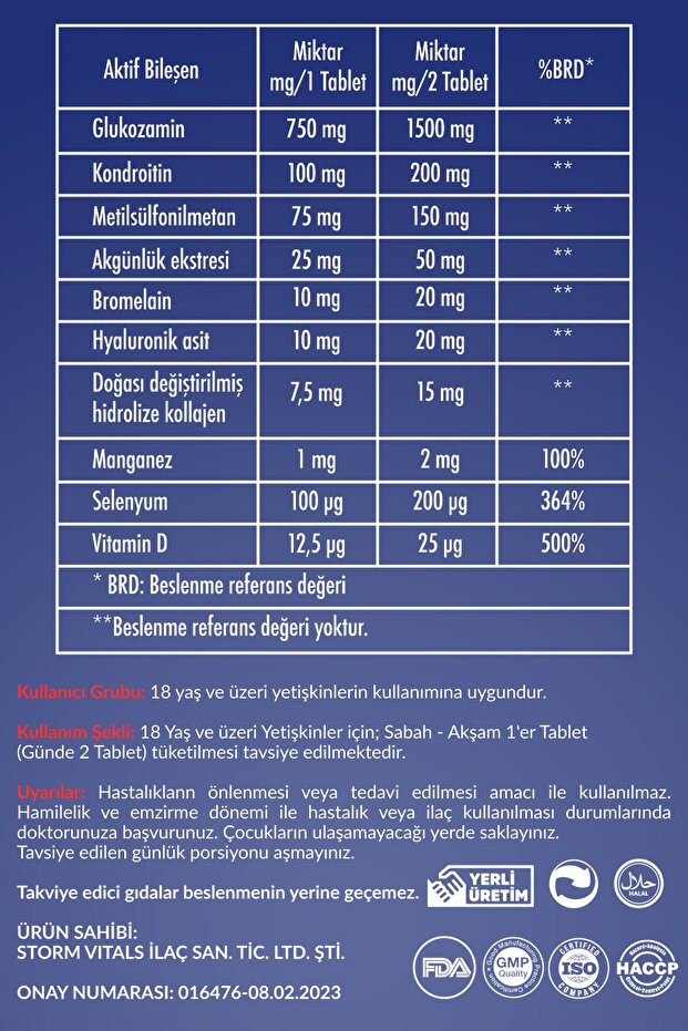 Storm Vıtals Maxımum Glucosamıne Complex 60 Tablet - 4