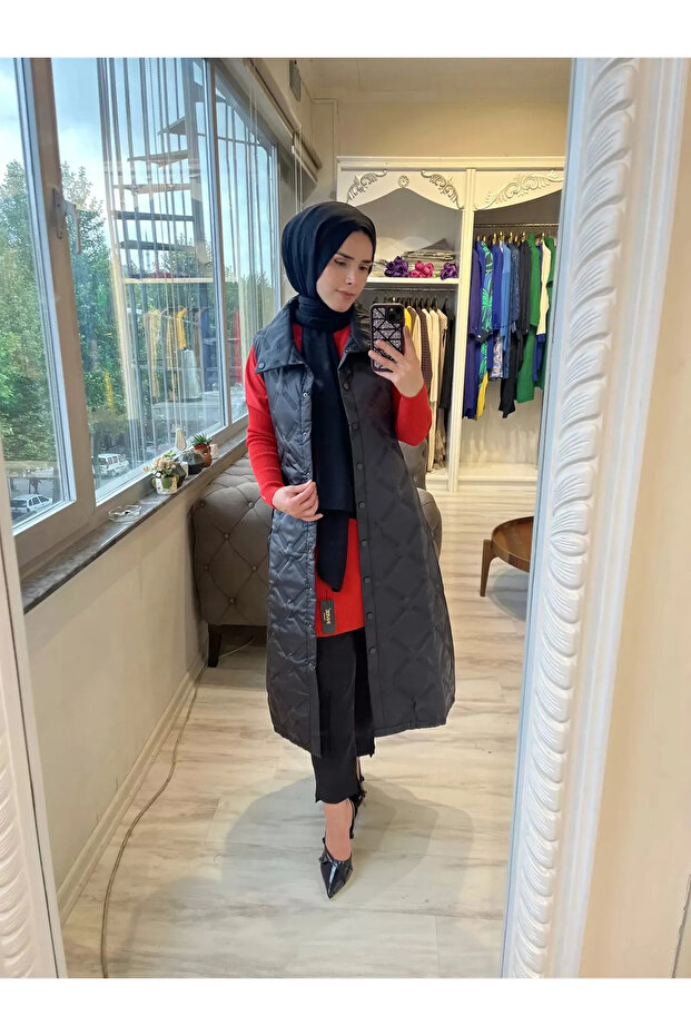 Pervane Kapitone Yelek SİYAH - 2