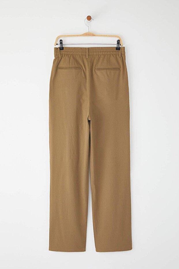 Bej Wide Leg Bol Kumaş Baggy Pantolon TMNSS23PL00039 - 11