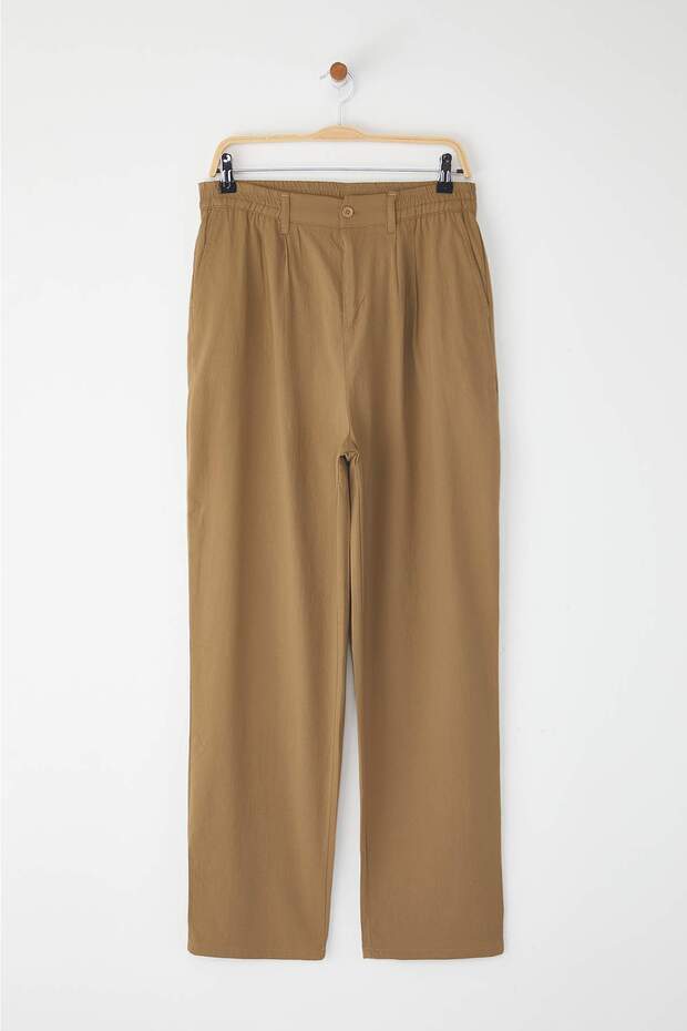 Bej Wide Leg Bol Kumaş Baggy Pantolon TMNSS23PL00039 - 8