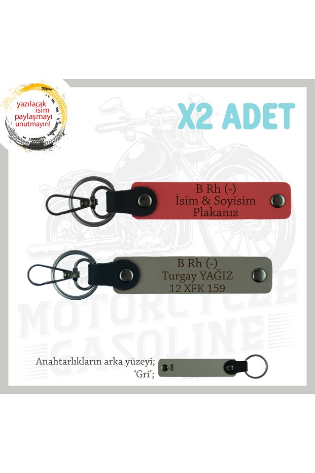Custom for Speed Lovers, X2 Keychain with Name Plate and B Rh (-) Blood Type Lettering, Pomegranate Flower-Ash Gray-Gr