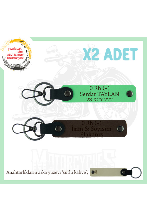 Biker X2 Keychain, K Coffee-F Green-Sk, Name Plate for Speed Lovers and 0 Rh (+) Blood Group Written