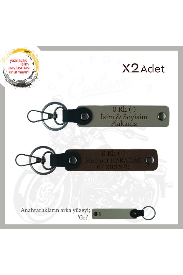 Personalized X2 Keychain, Ash Grey-K Coffee-Gr, Special Name Plate for Your Wife 0 Rh (-) Blood Group Written