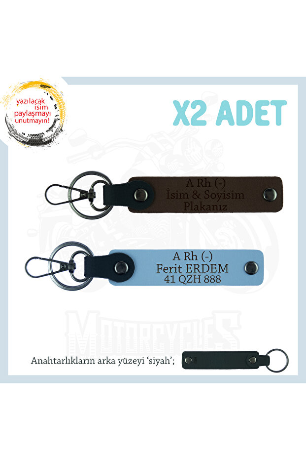 Name Plate and a Rh (-) Blood Group Written X2' Keychain Gift, K Coffee-Blue-Syh, Biker Friends