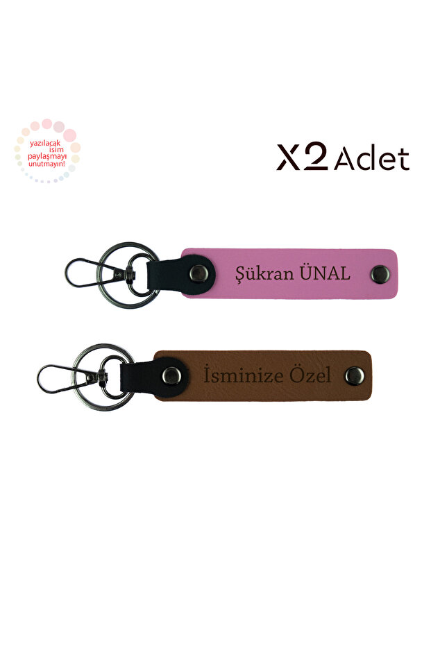 – a Meaningful Gift for Your Loved Ones, Light Brown-Pink, 2-Piece Keychain with First Name and Last Name Written