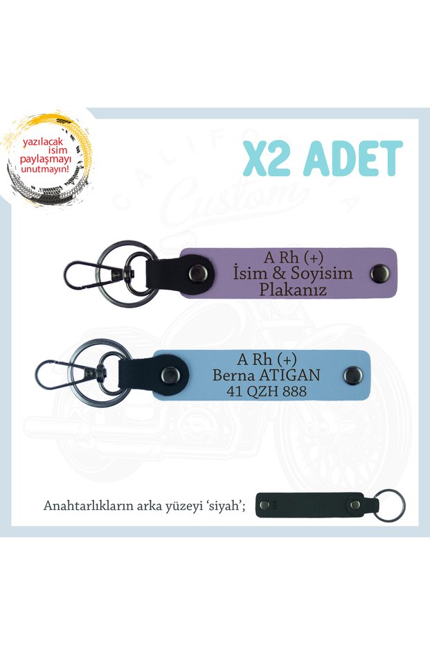 Special Gift for Speed Lovers, Name Plate and a Rh (+) Blood Type Written X2 Keychain Set, Purple-Blue-Syh
