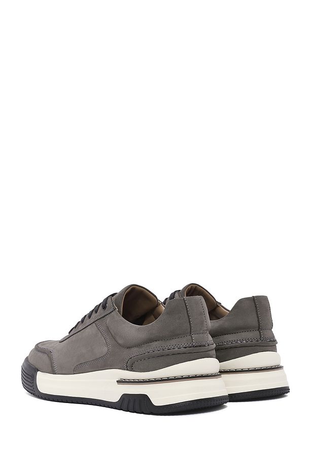 Erkek Gri Bağcıklı Kalın Tabanlı Nubuk Deri Sneaker 25SFD6110V3 - 5