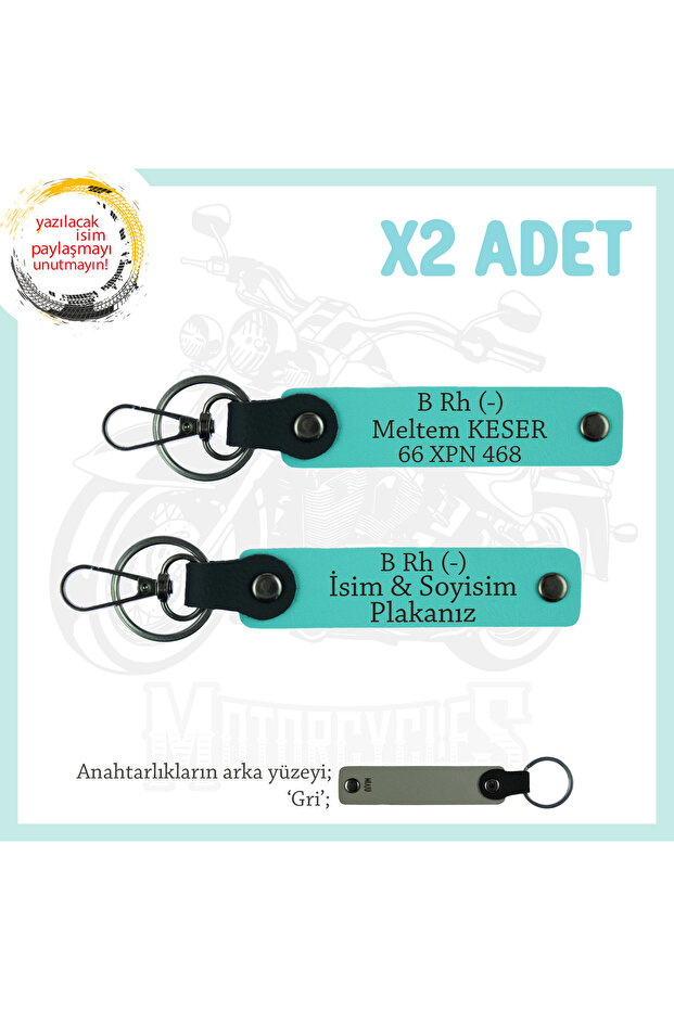 Engine Plate, in the Name Keychain! Name Plate, B Rh (-) Blood Group Written X2 Keychain, Turquoise-Gr