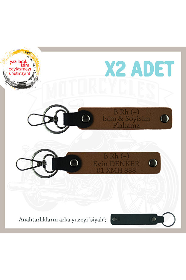 Custom Production X2 Keychain Surprise Gift for Speed Lovers with Name Plate and B+ Blood Group Writing, Brown-Syh