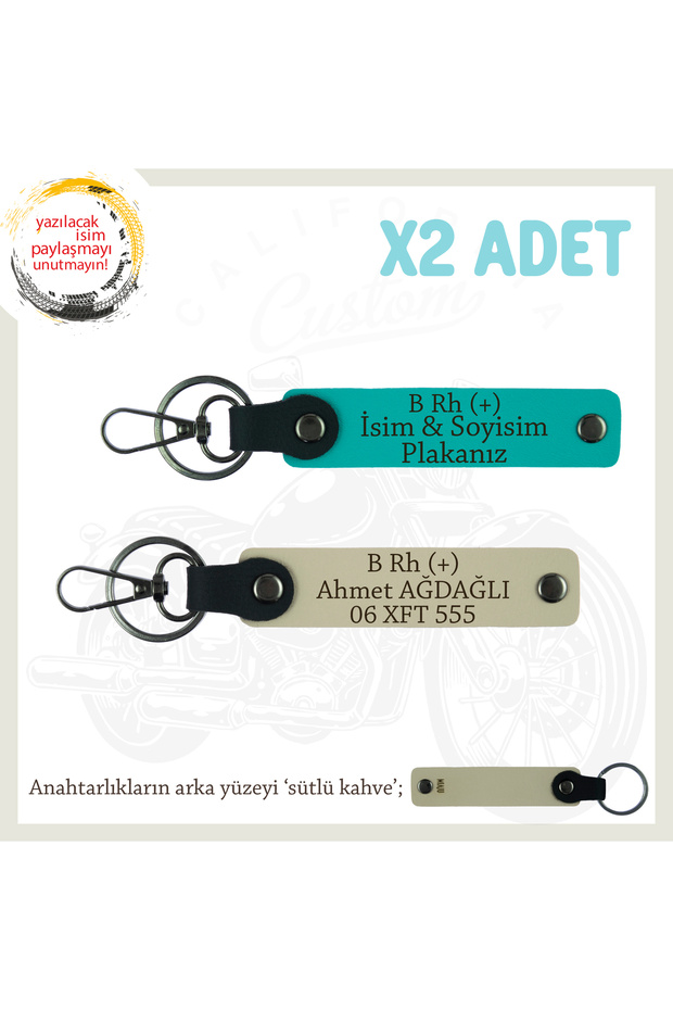 Name Plate and B Rh (+) Blood Group Written 2 Keychain, K Turquoise-S Coffee-Sk, Style Gift in Motor