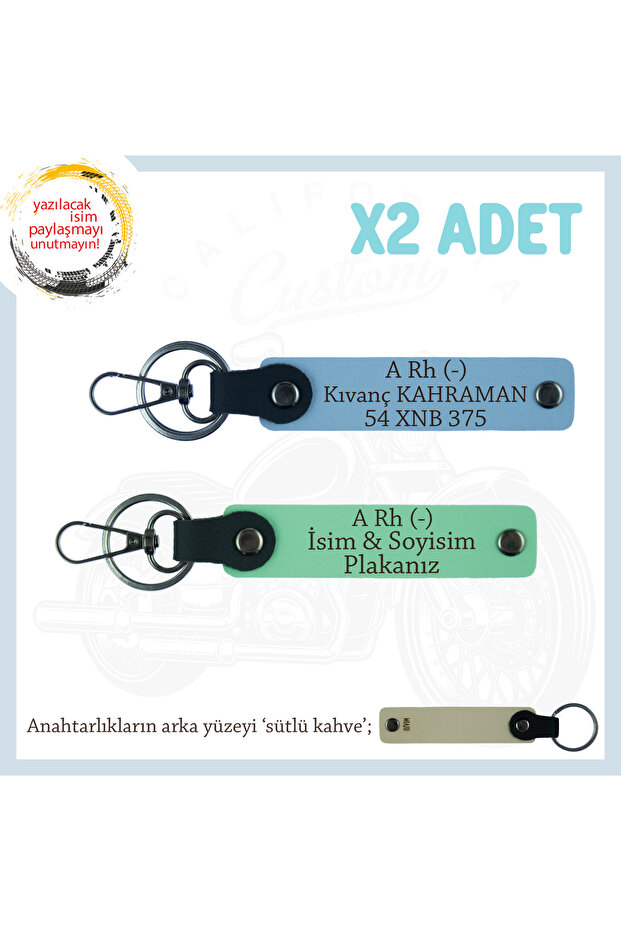 Name Plate and a Rh (-) Blood Group Written X2 Keychain, Green-Blue-Sk, Special Personalized for Passengers