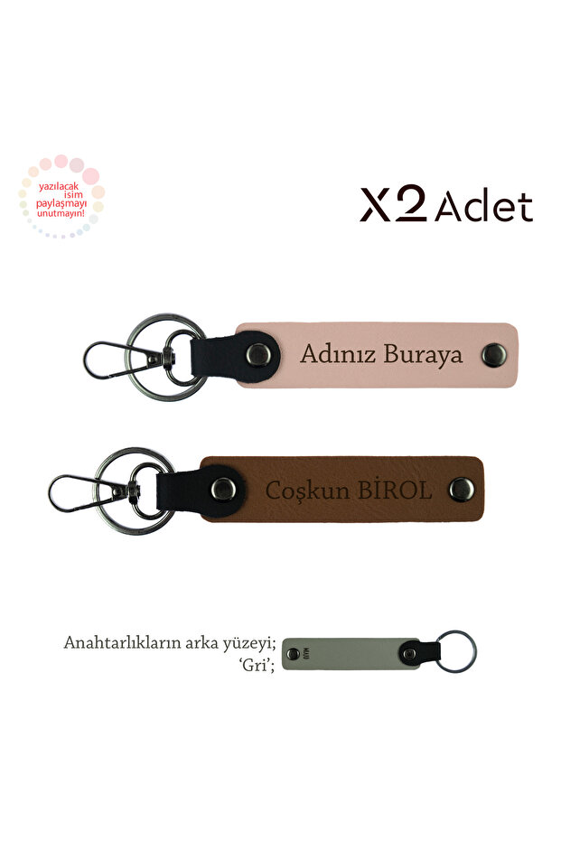 Meaningful Gift for Teacher, Set of 2 Keychains with Name Written, Puppy Mouth-Light Brown-Grey
