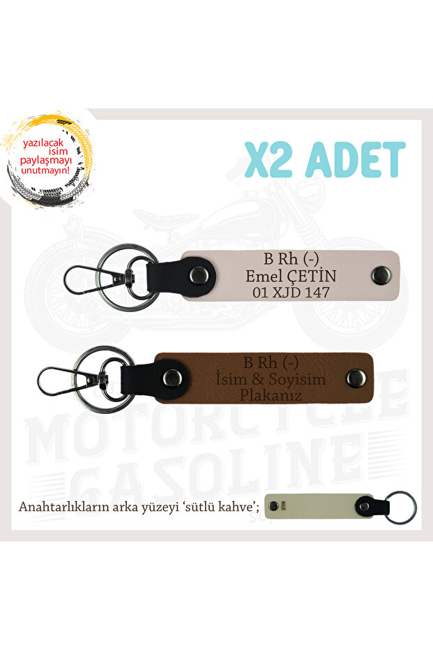 Name Plate and B Rh (-) Blood Group Written Safe Driving Keychain 2Pcs, Coffee-Powder-Sk, to Biker Style