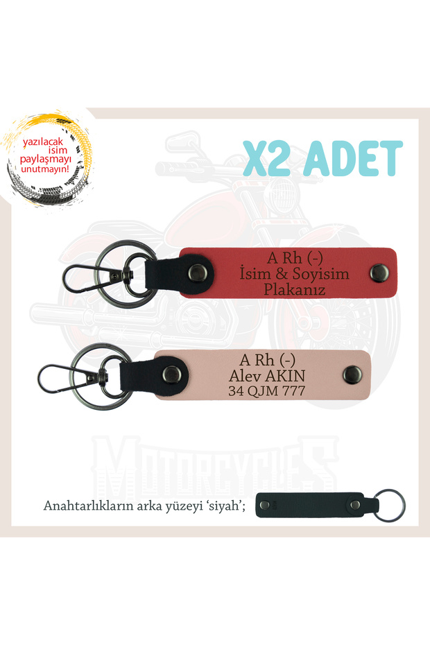 A Rh (-) Blood Group Emergency X2 Keychain, Pomegranate Flower-Yavruağzı-Syh, Motorcycle Sevene, Name Plate