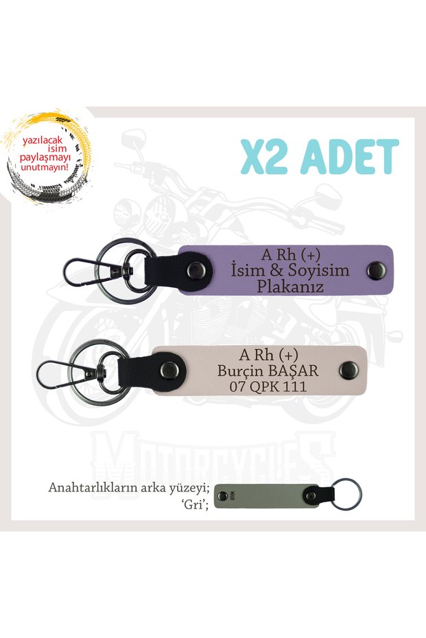 Name Plate and a Rh (+) Blood Group Written Gift Set of 2 Keychains, Purple-Powder-Gr, Special for Cros Style