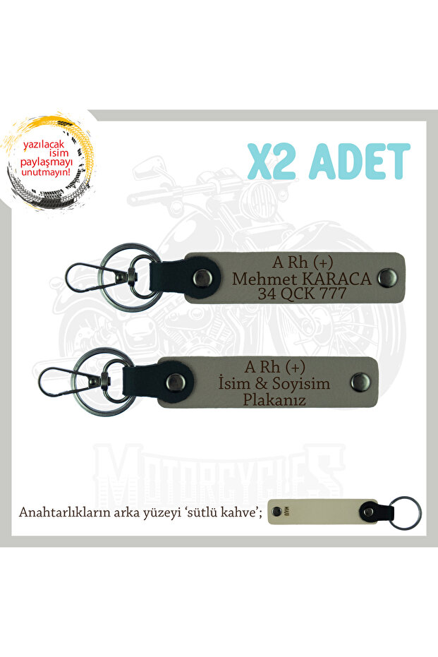 Exclusive for Biker Friends, Name Plate and a Rh (+) Blood Group Safe Driving X2' Li Keychain, Ash Grey-Sk
