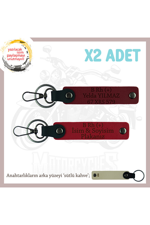 To Couriers on the Road, with Nameplate and B Rh (+) Blood Group Written X2 Keychain Gift, Red-Maroon-Sk
