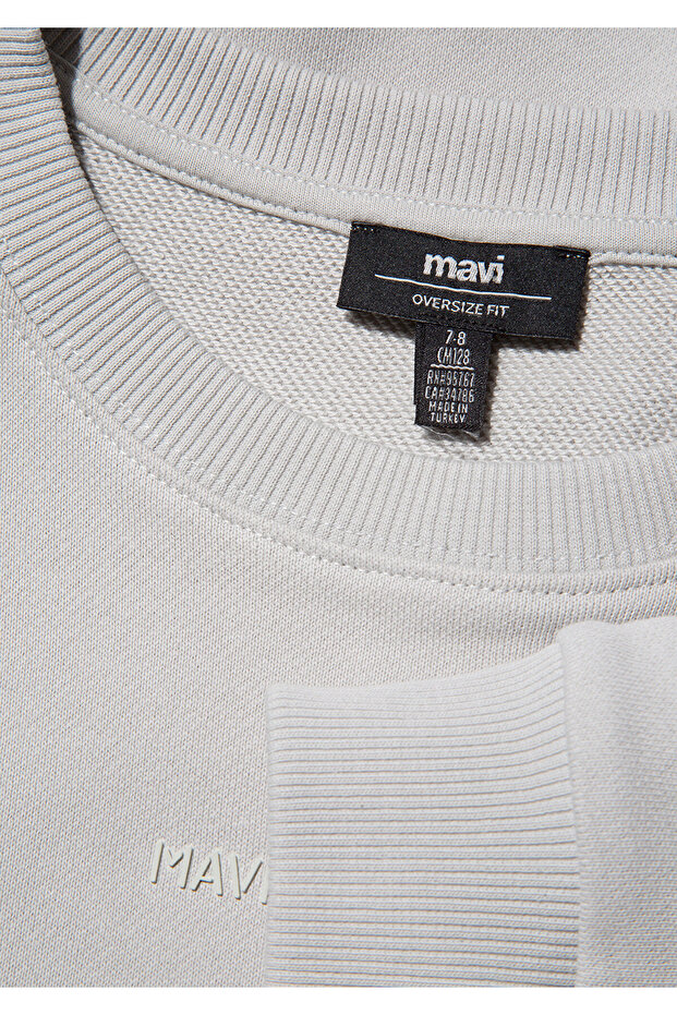 سويت شيرت رمادي من القطن العضوي - موديل أساسي 6S10043-70075 - 4