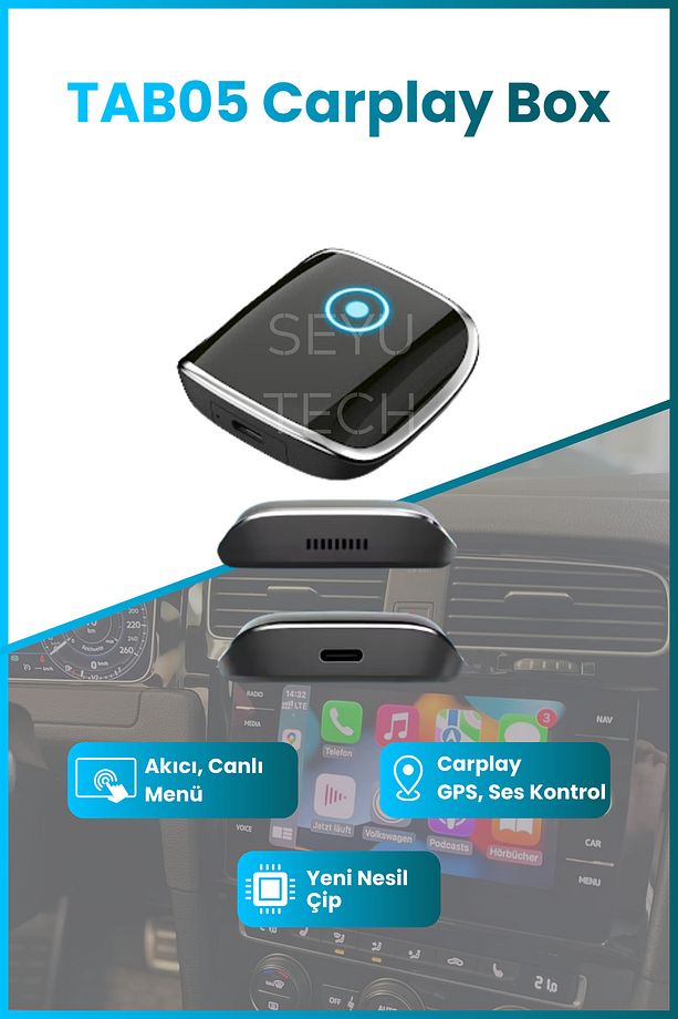 TAB05 Carplay Dönüştürücü Ios ve Android Uyumlu Kablosuz Multimedya Carplay Dönüştürücü - 1