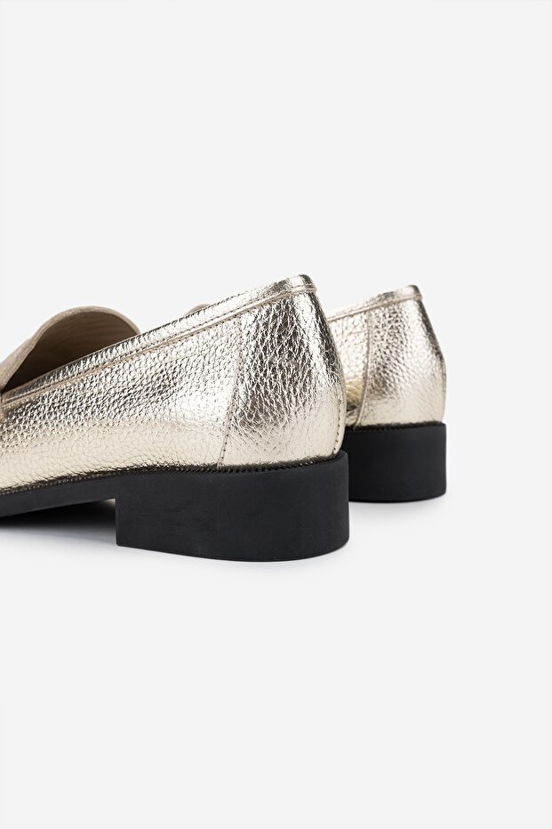 Kadın Hakiki Deri Dore Loafer Ayakkabı - 5