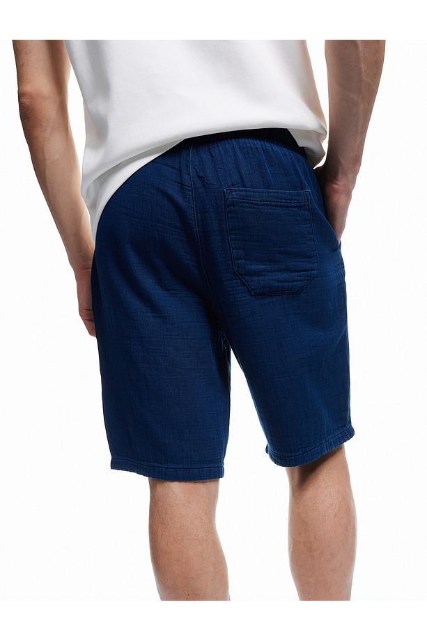 Beli Bağcıklı Pamuklu Cep Detaylı Bermuda Oversize Jean Şort - 3
