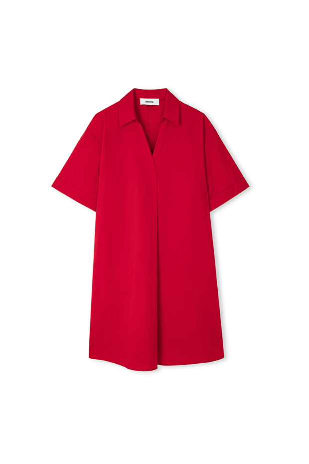 Gömlek yaka poplin elbise - 3