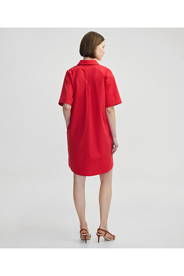 Gömlek yaka poplin elbise - 6
