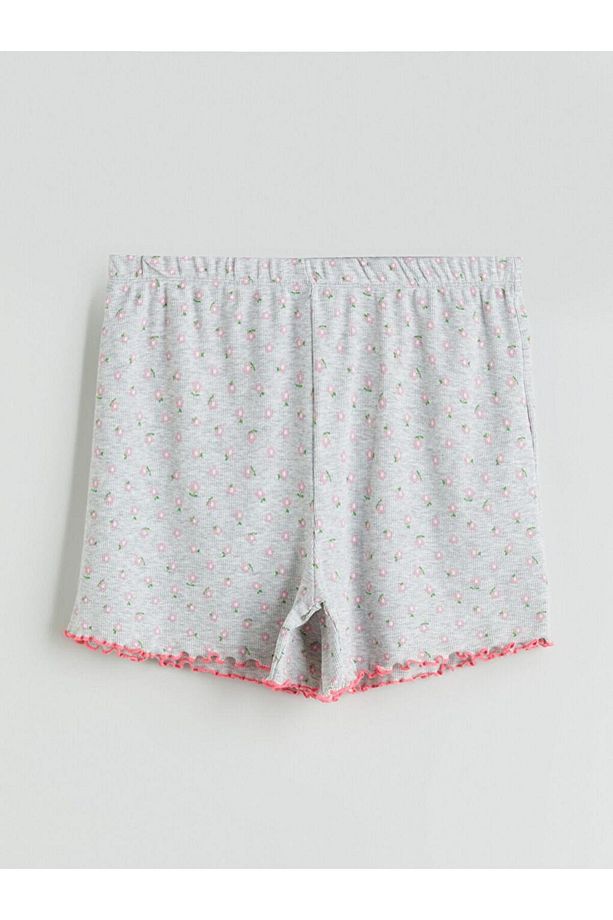 U Yaka Çiçekli Kadın Şortlu Pijama Takım (S5) - 5