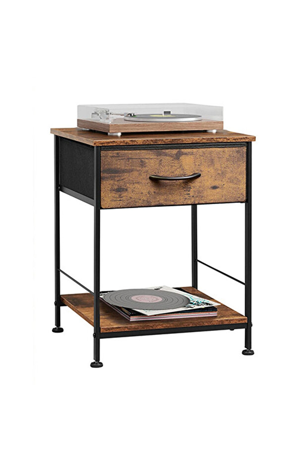 Nightstand,Bedside Table,End Table with Storage Drawer and Open Shelf,Easy to Install - 1
