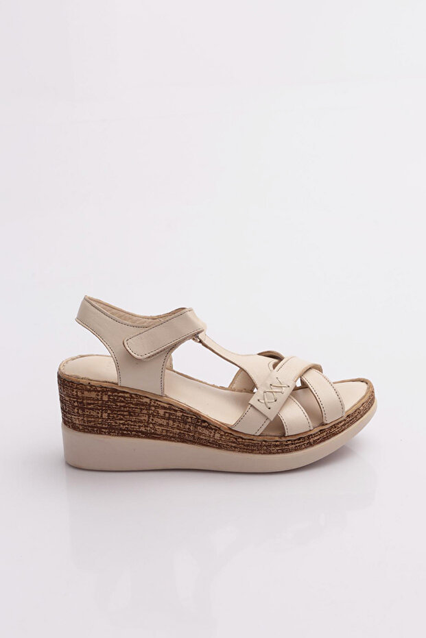 60 Women's Wedge Heeled Velcro Sandals