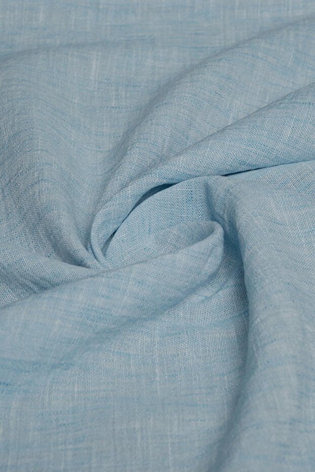 Linen Look Polyester Ice Blue Color Woven Fabric