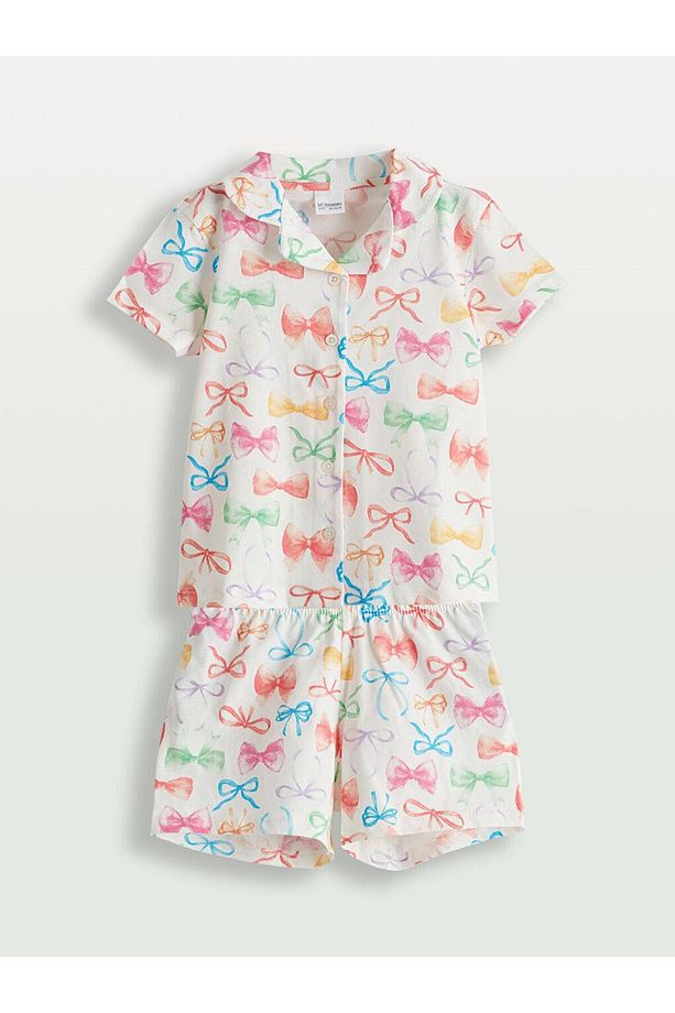Kurdele Detaylı Kız Çocuk Şortlu Pijama Takımı (S5) - 1